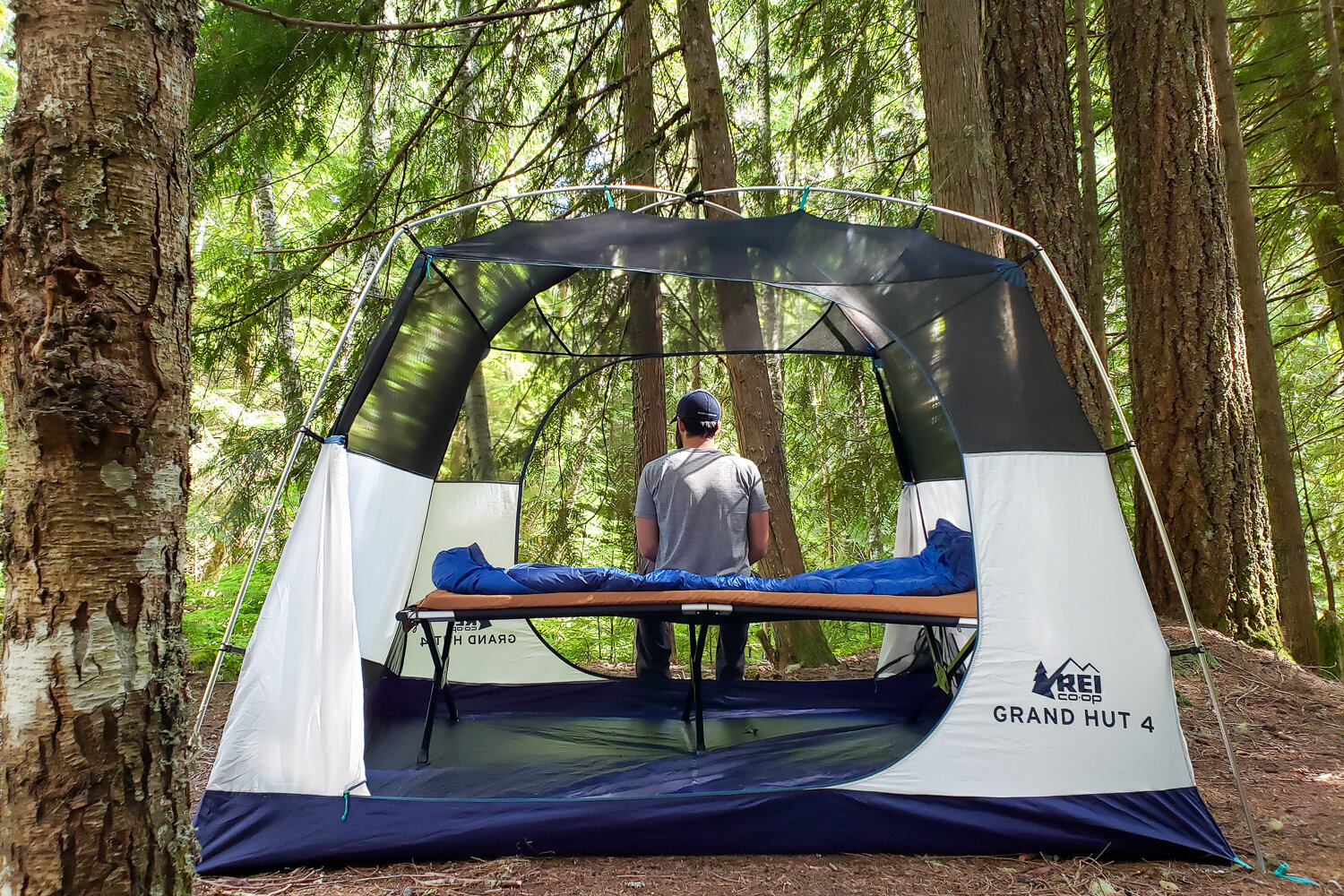 Adding a cot, like the TETON Sport Camp Cot, provides extra comfort and it can double as a seat.