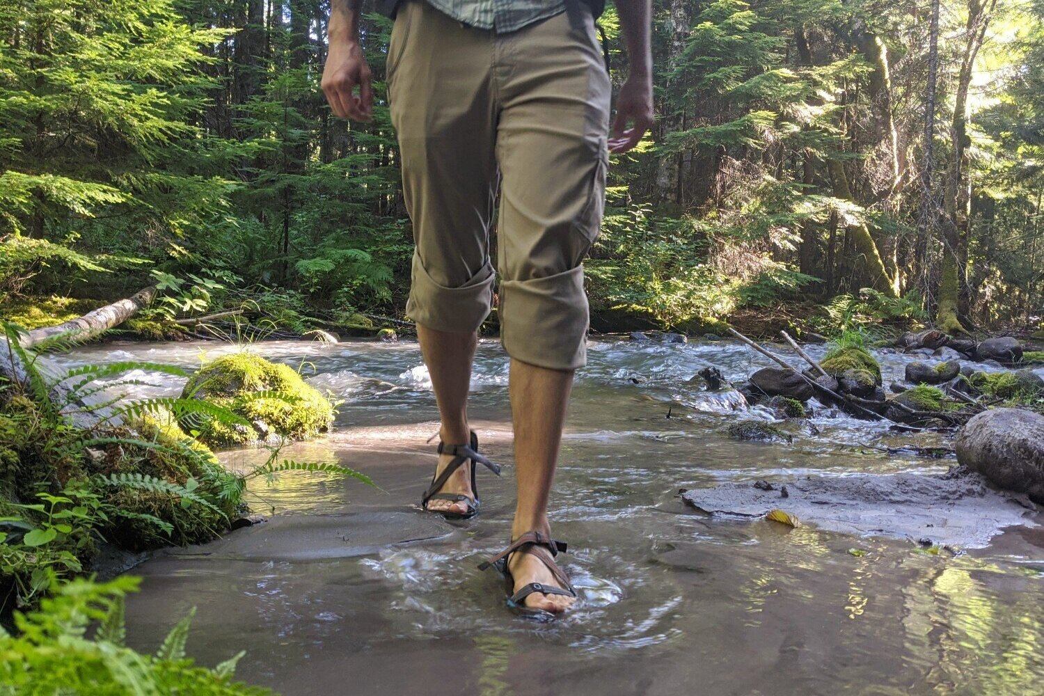 Rocking the ultralight Xero Shoes Z Trail for a river crossing.