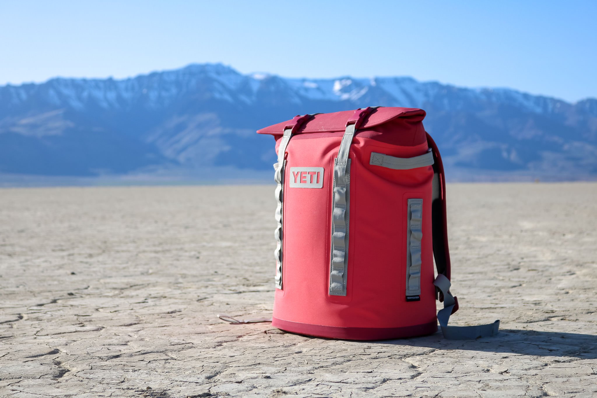 A YETI Hopper Soft Cooler being used on a camping trip in the Alvord Desert