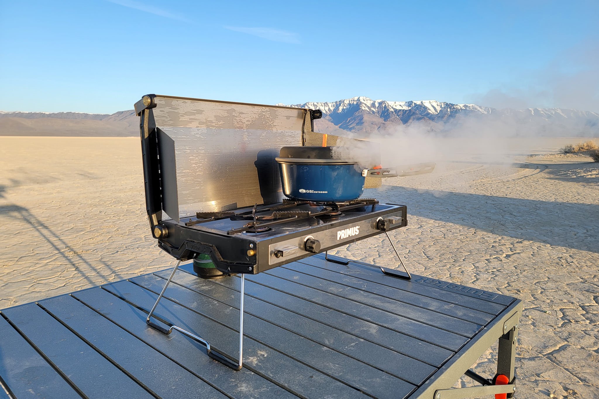 Using the Primus Tupike camp stove in the Alvord Desert