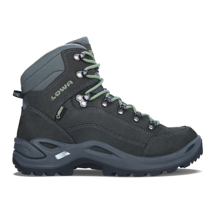 Dark grey hiking boots with grey/blue accents
