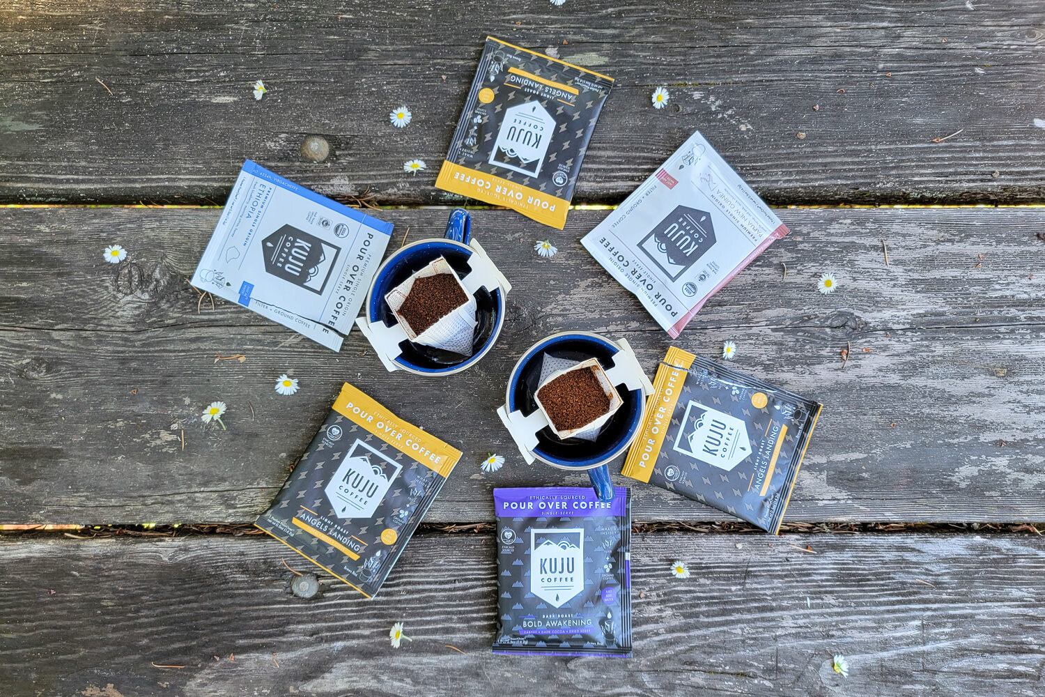 Kuju Coffee Pocket PourOver Coffee come is a variety of flavors & blends