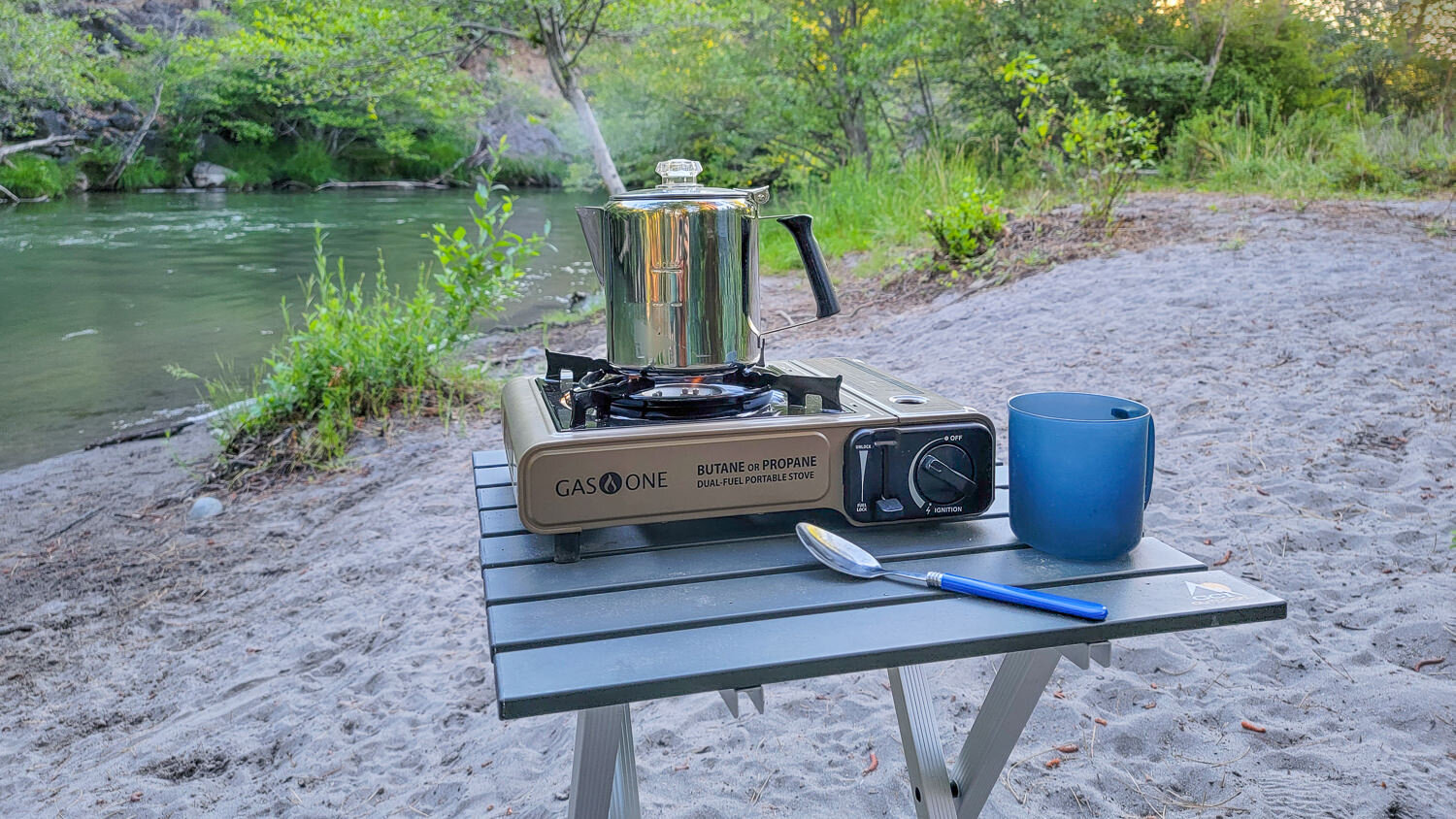 The GSI Outdoors Glacier Percolator is made of stainless steel, so you can toss it in your kitchen tote without worry