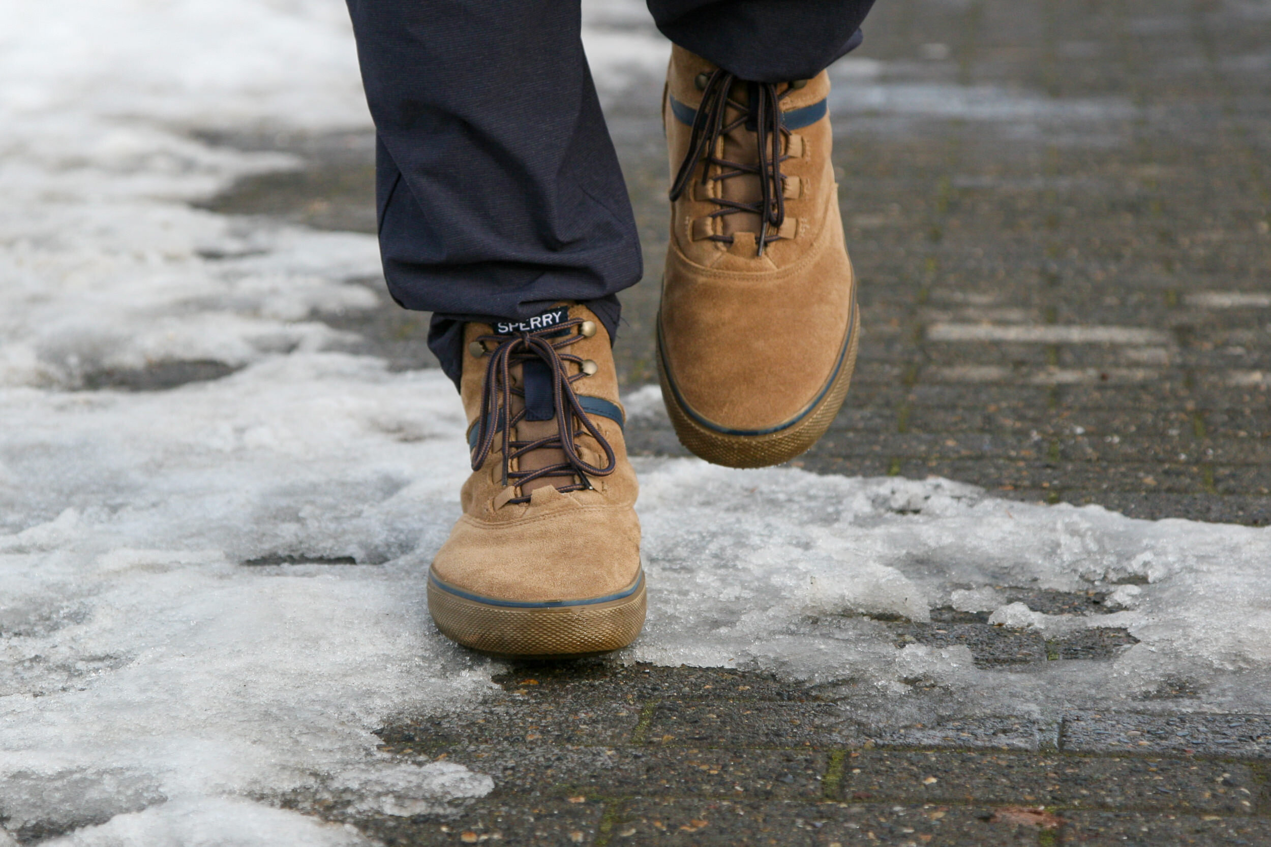 Sperry’s Striper Storm Boots are stylish and comfortable for wearing around town in wet, cold conditions