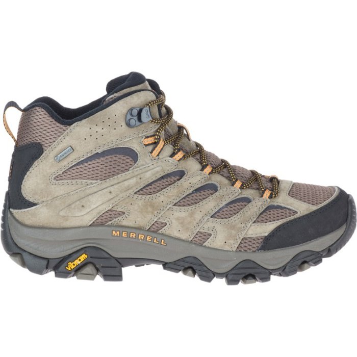 Tan hiking boot with grey accents