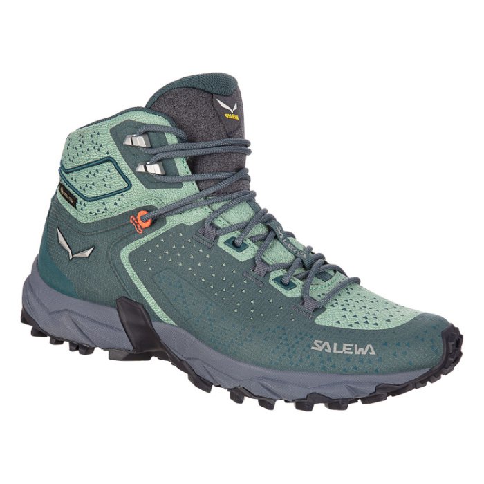 Teal and light green hiking boot