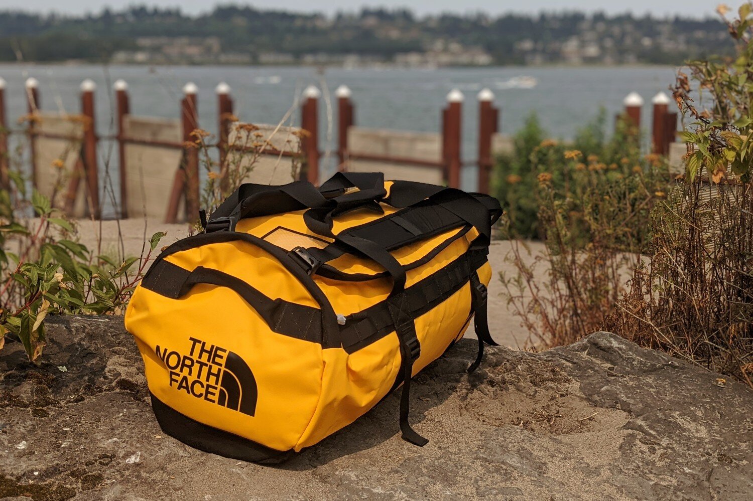 The thick material on the North Face Base Camp duffel bag is designed for rugged adventuring