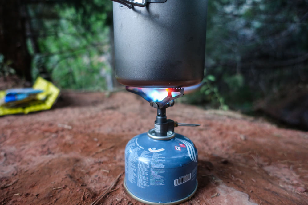 Using a backpacking stove to boil water